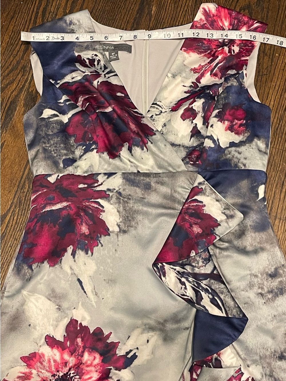 Donna Ricco Elegant multicolor Sleeveless Dress with Plum Floral Print - Picture 9 of 12